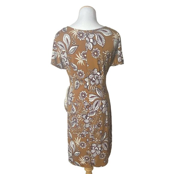 Signature Robbie Bee Floral Wrap Dress Mustard/Wine Size PS NWT - Picture 3 of 4